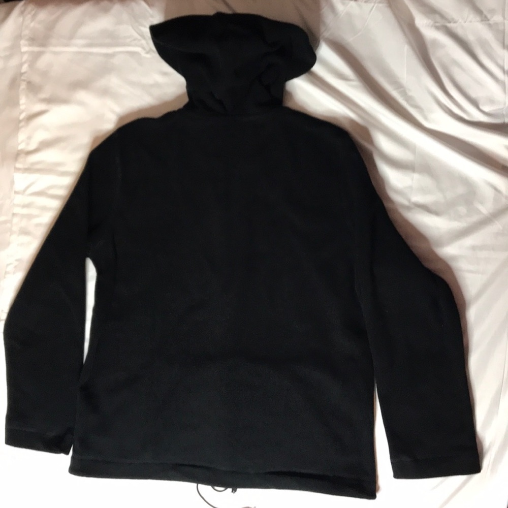 CAROLYN TAYLOR Solid Black Fleece Hooded Jacket S - Picture 3 of 7
